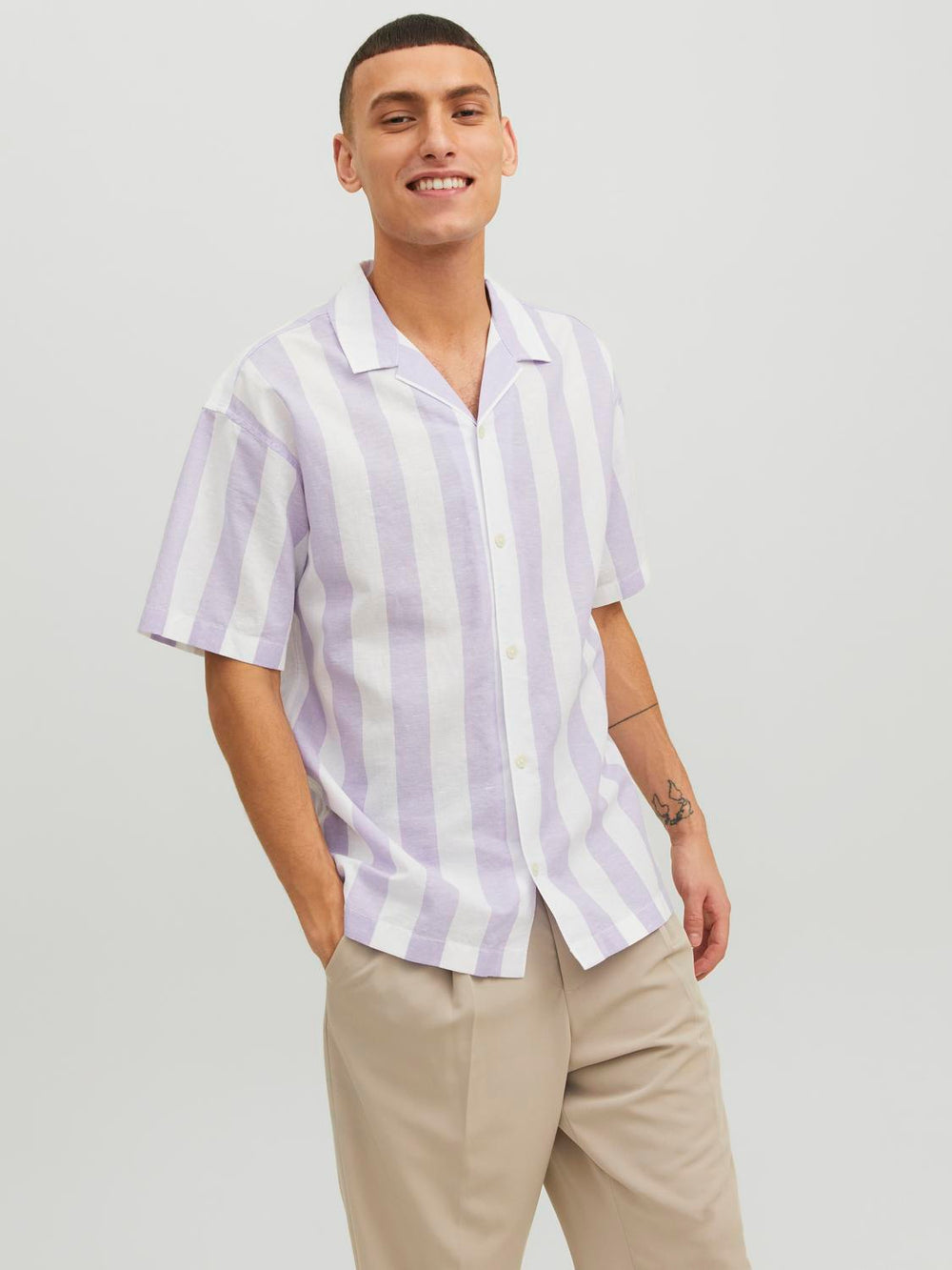 CAMISA SUMMER DE LINO - Sunlit Allium Stripes:RELAXED FIT