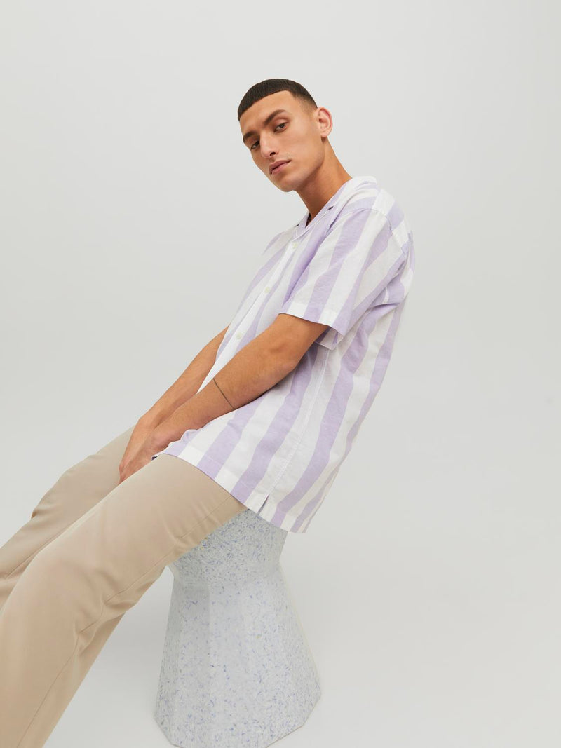 CAMISA SUMMER DE LINO - Sunlit Allium Stripes:RELAXED FIT