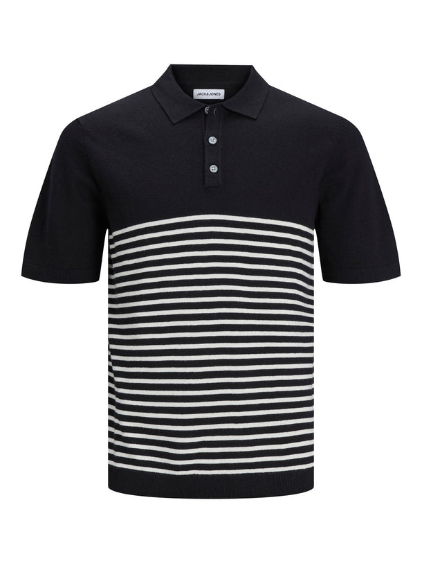 Product POLO DE PUNTO EMIL - Black Stripes:CLOUD DANCER - Image 1