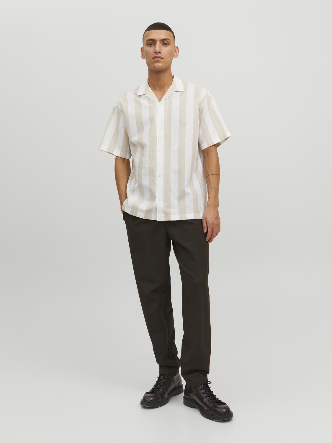 CAMISA SUMMER DE LINO - White Pepper Stripes:RELAXED FIT