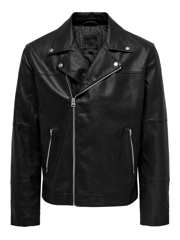 Product CHAMARRA BIKER ASHER EFECTO PIEL - Black - Image 1