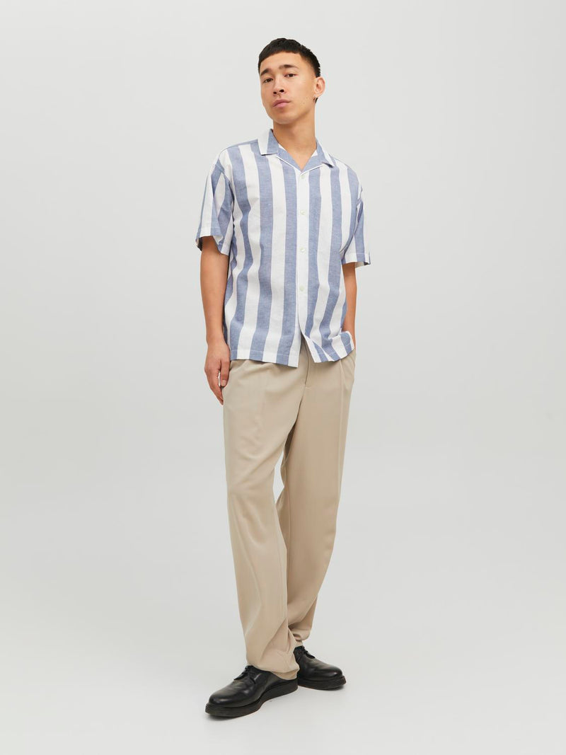 CAMISA SUMMER DE LINO - Navy Blazer Stripes:RELAXED FIT