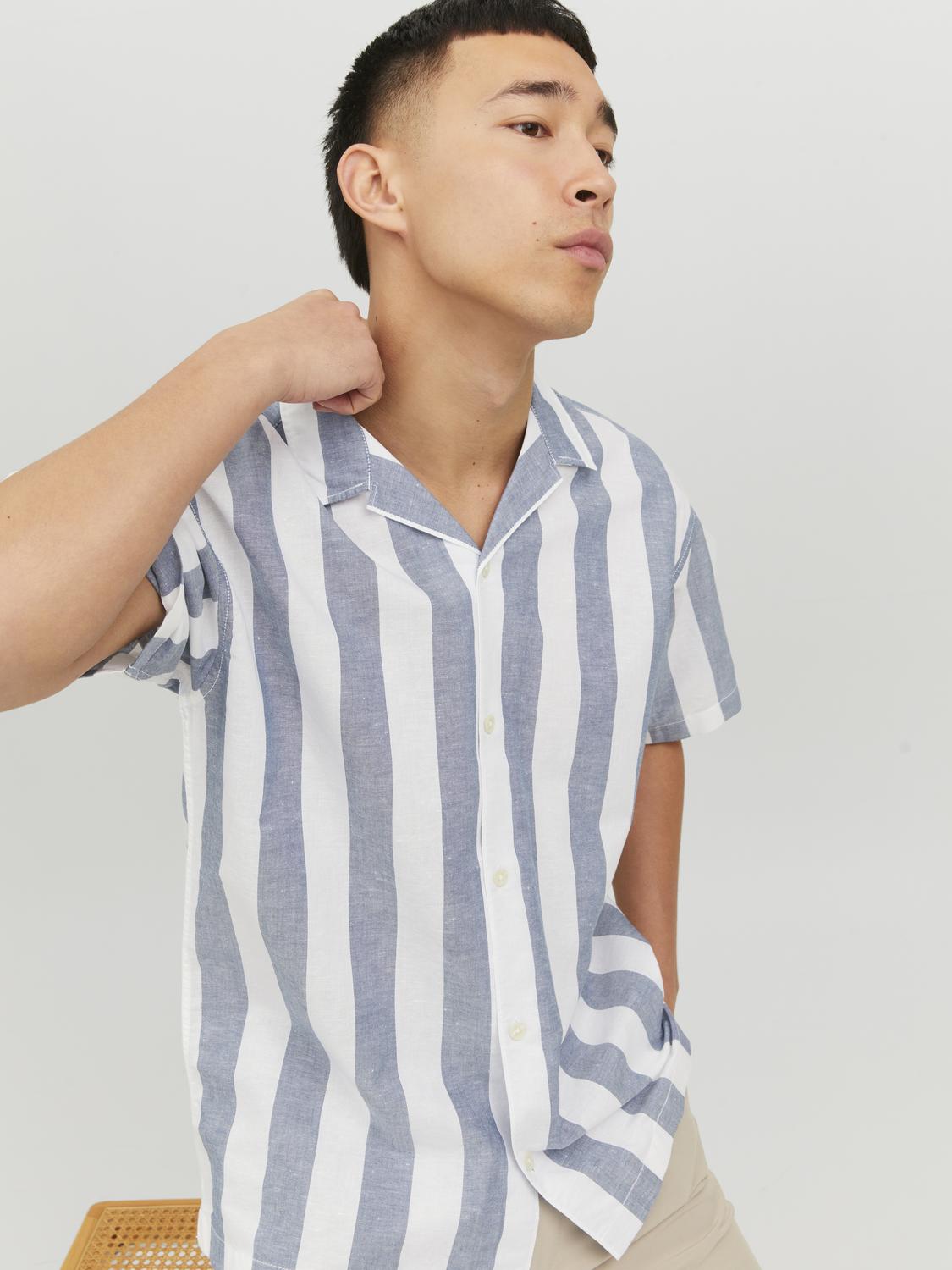 CAMISA SUMMER DE LINO - Navy Blazer Stripes:RELAXED FIT