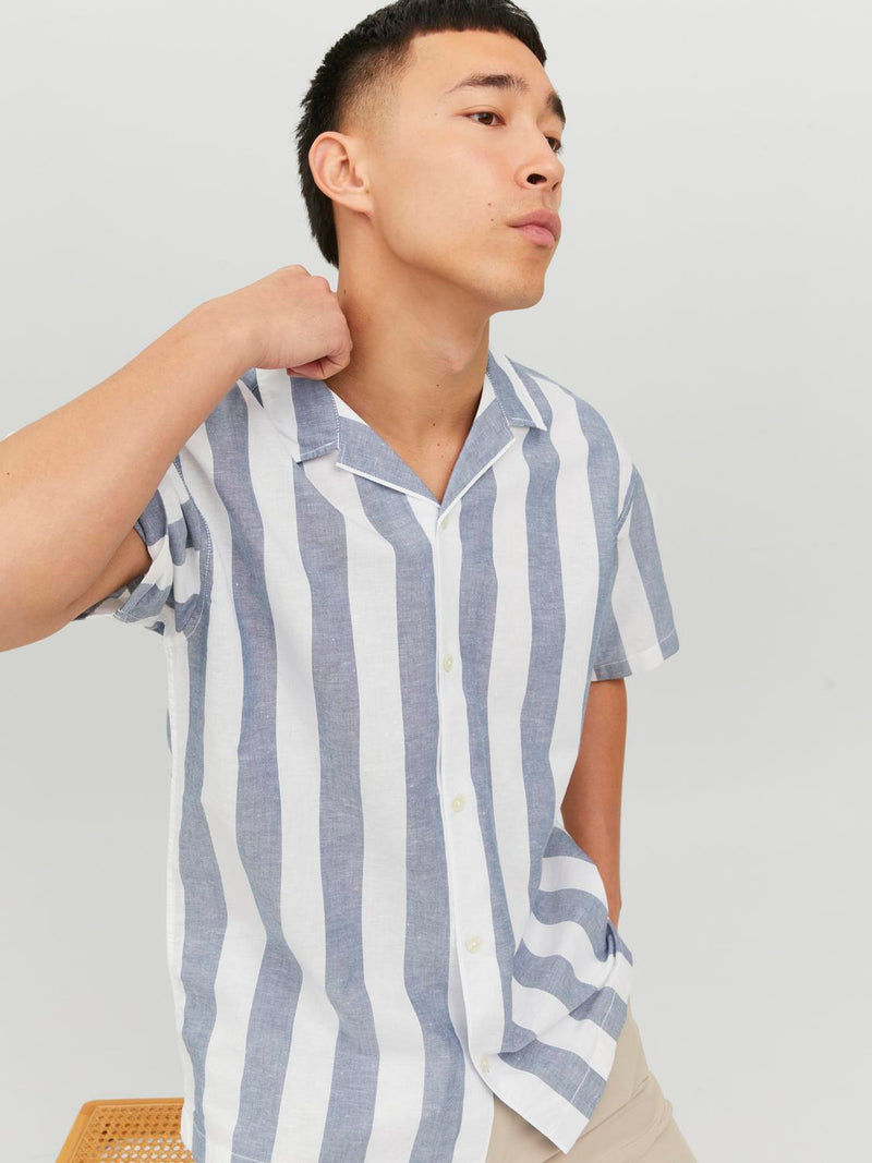 CAMISA SUMMER DE LINO - Navy Blazer Stripes:RELAXED FIT